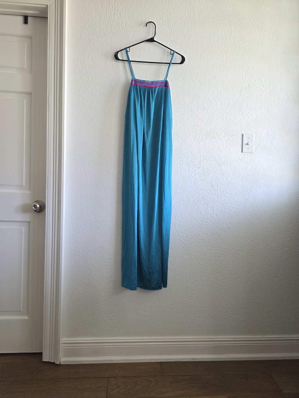 Fairygrunge Teal Maxi Dress/ Nightgown with Pink Trim